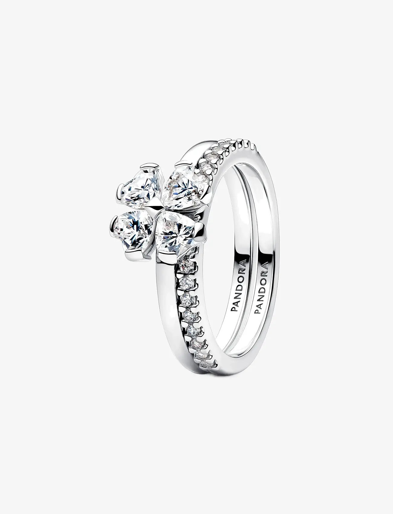 Pandora - Sparkling Lucky Clover Splittable Ring - ringe - clear - 1