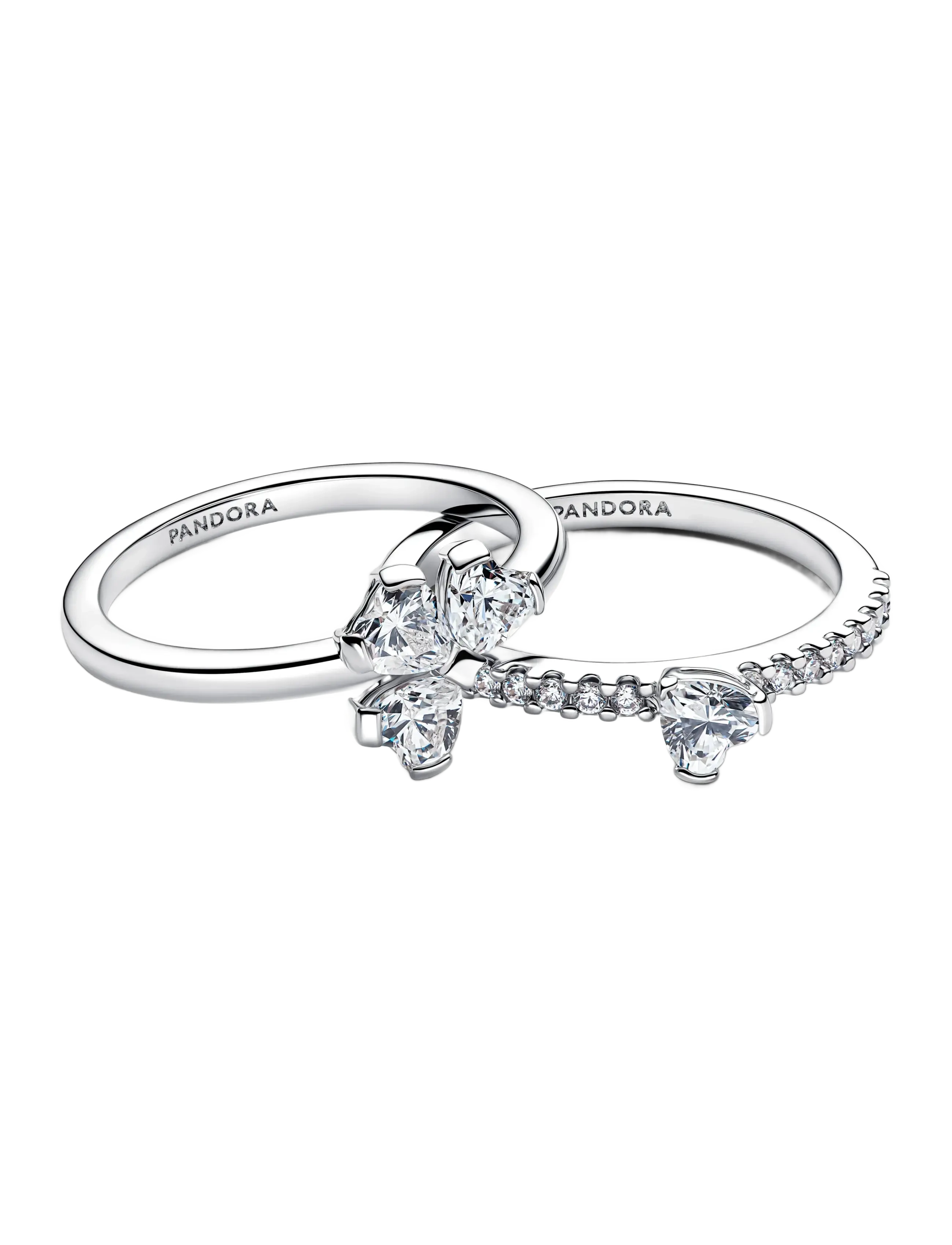 Pandora - Sparkling Lucky Clover Splittable Ring - rings - clear - 2