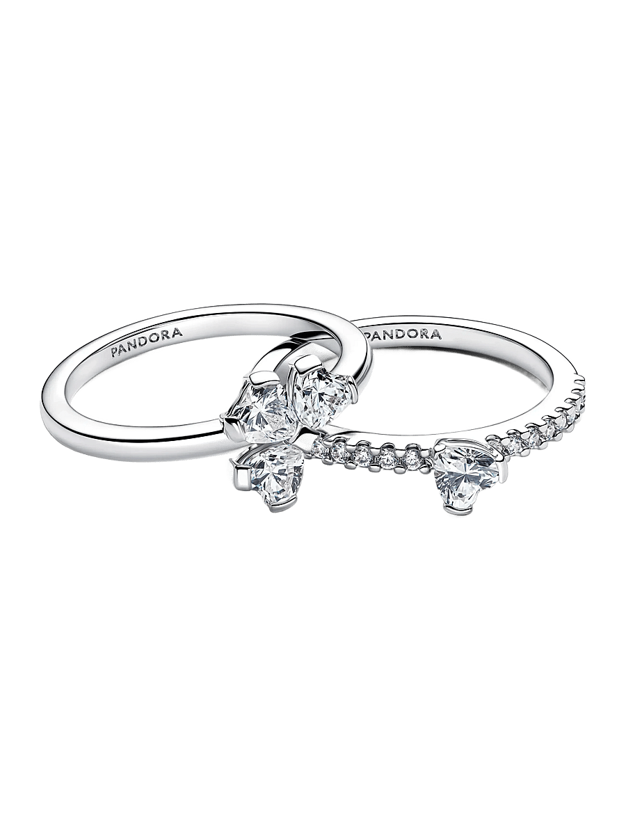 Pandora - Sparkling Lucky Clover Splittable Ring - ringe - clear - 2