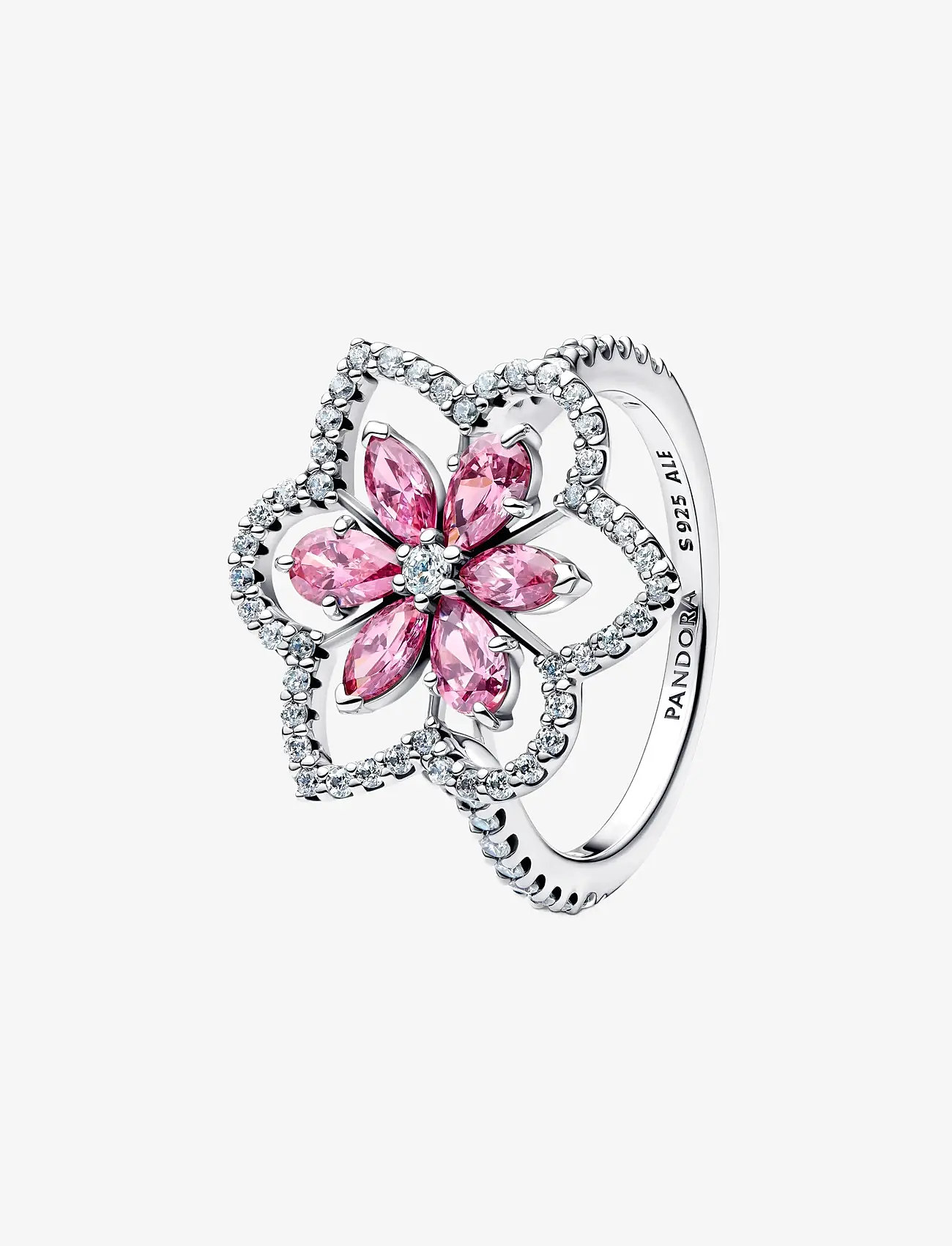 Pandora - Double Flower Cocktail Ring - rings - pink - 1