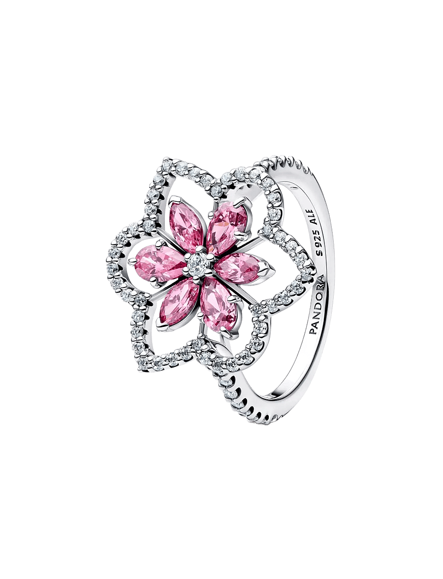Pandora - Double Flower Cocktail Ring - ringen - pink - 1