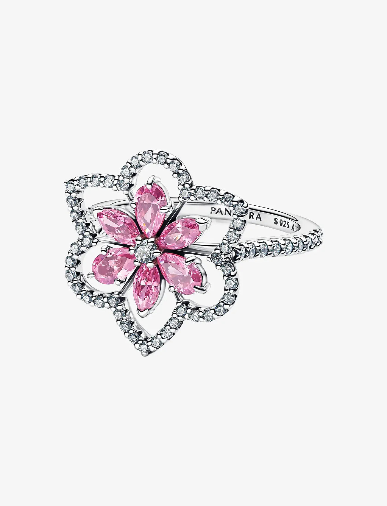 Pandora - Double Flower Cocktail Ring - rings - pink - 2