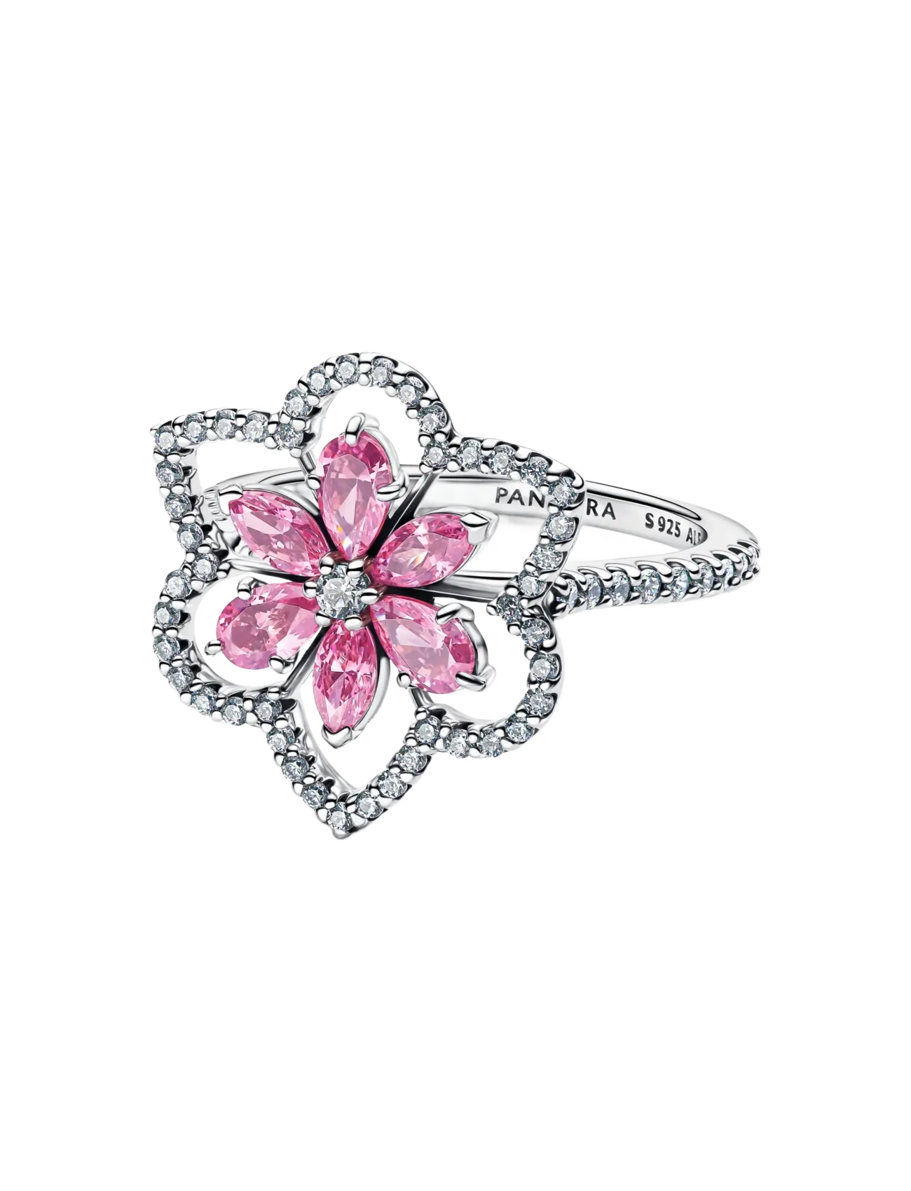 Pandora - Double Flower Cocktail Ring - ringe - pink - 2