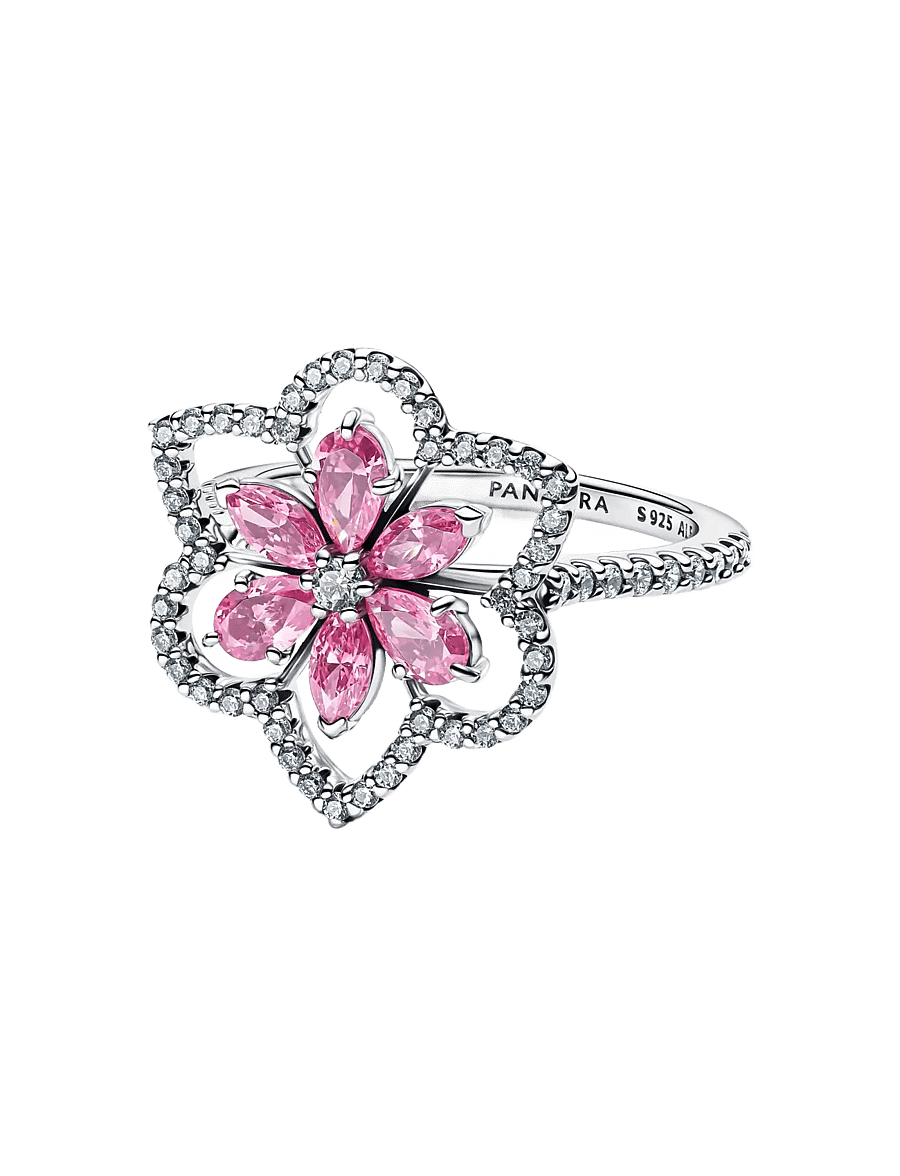 Pandora - Double Flower Cocktail Ring - ringen - pink - 2