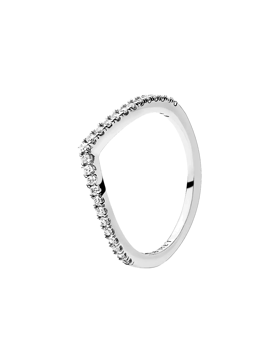 Pandora - Wishbone silver ring with clear cubic zirconia - ringer - clear - 1
