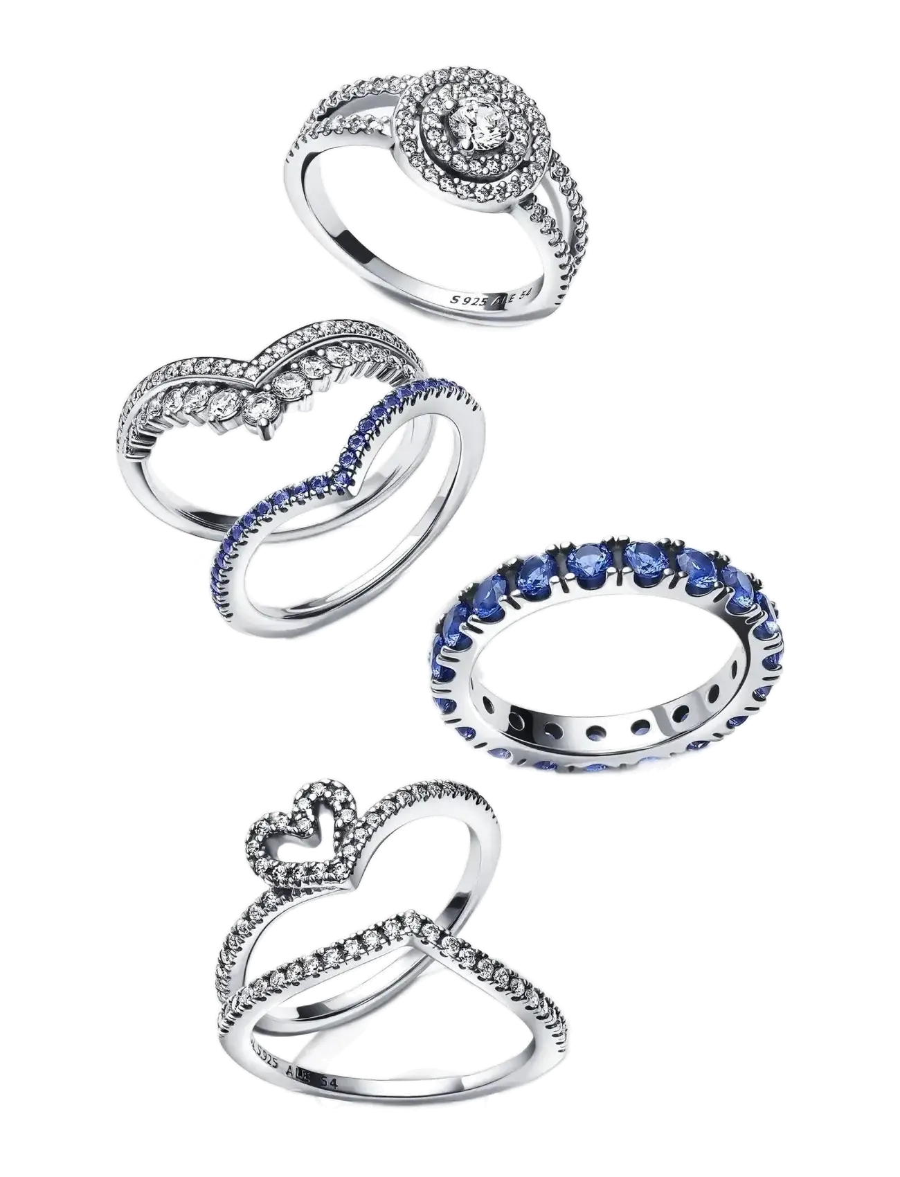 Pandora - Wishbone silver ring with clear cubic zirconia - ringer - clear - 2