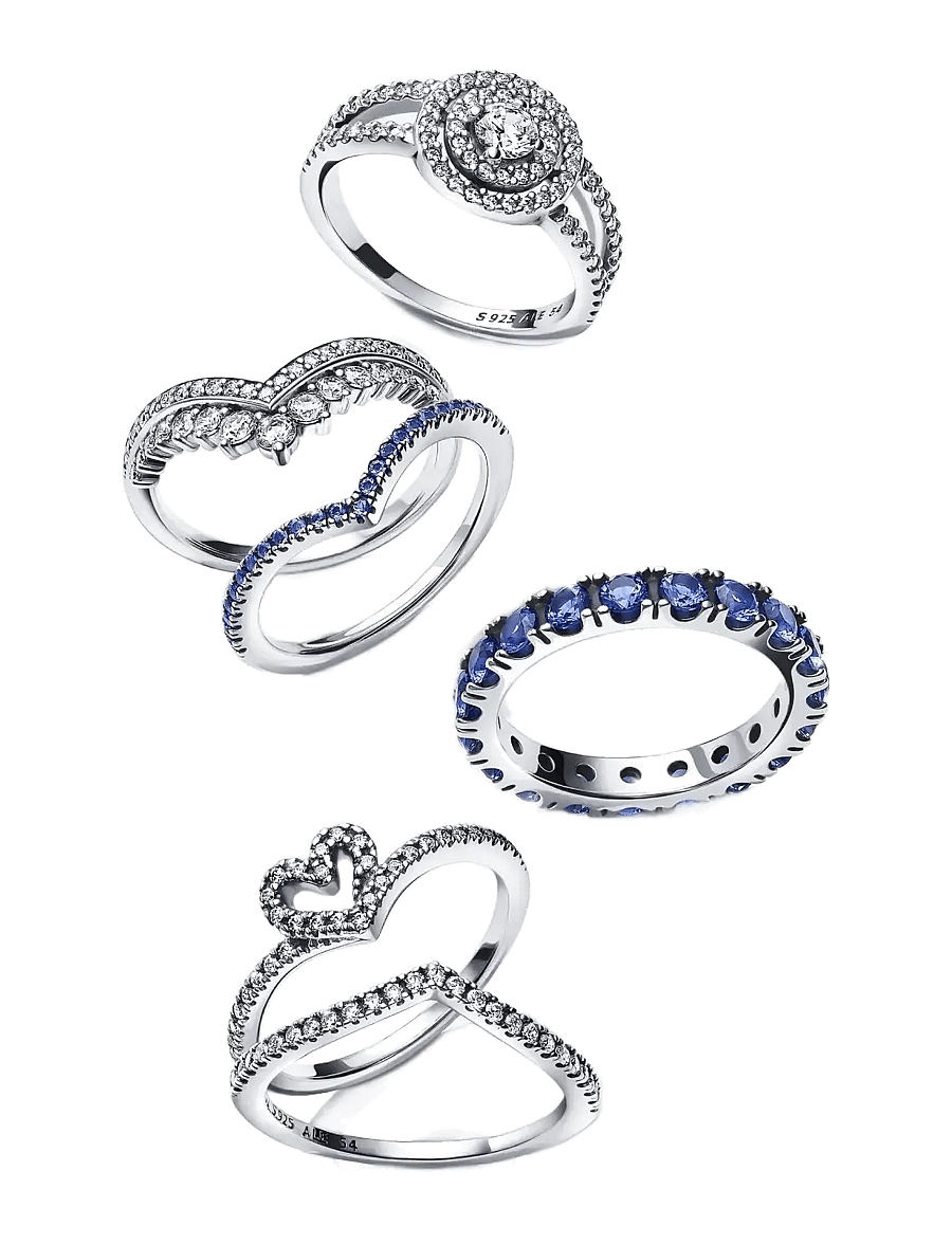 Pandora - Wishbone silver ring with clear cubic zirconia - ringer - clear - 2