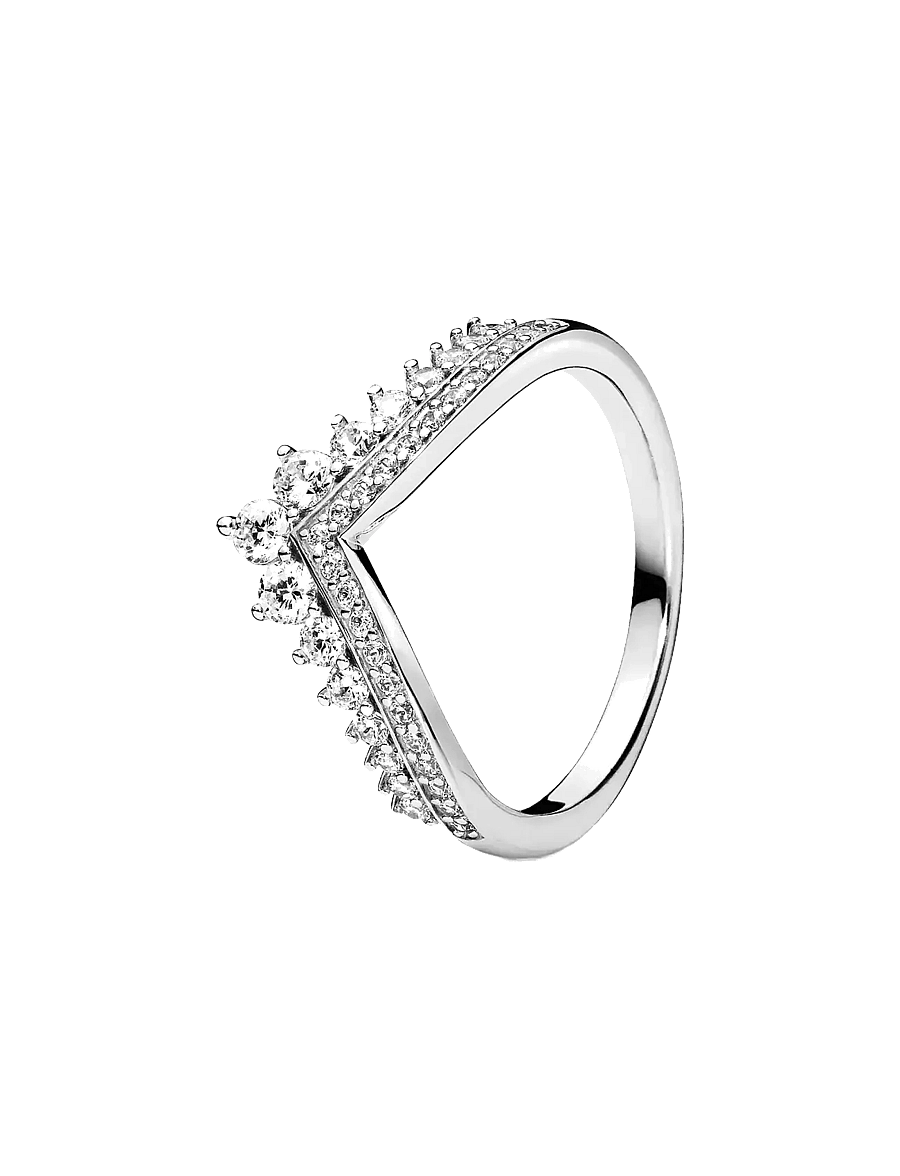Pandora - Tiara wishbone silver ring with clear cubic zirconia - ringen - clear - 1