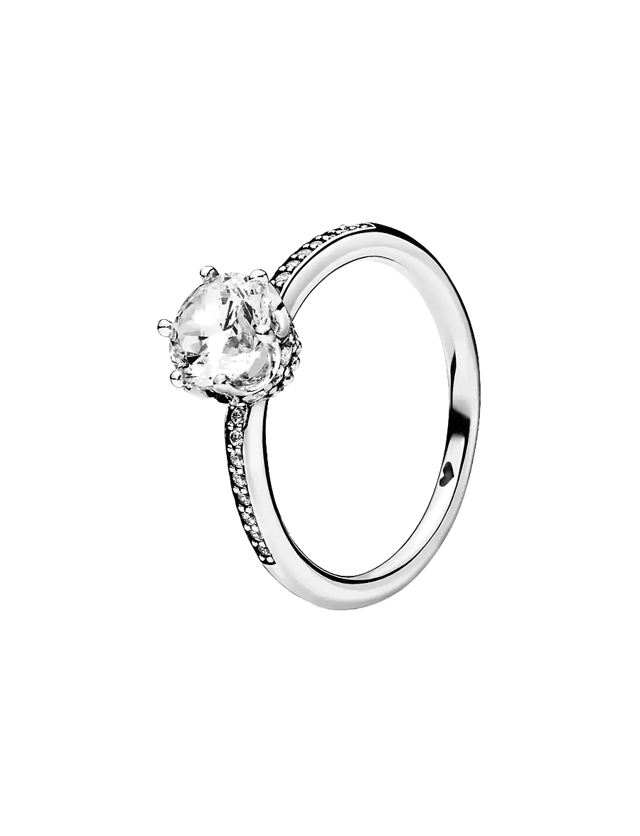 Pandora - Crown sterling silver ring with clear cubic zirconia - ringen - clear - 1