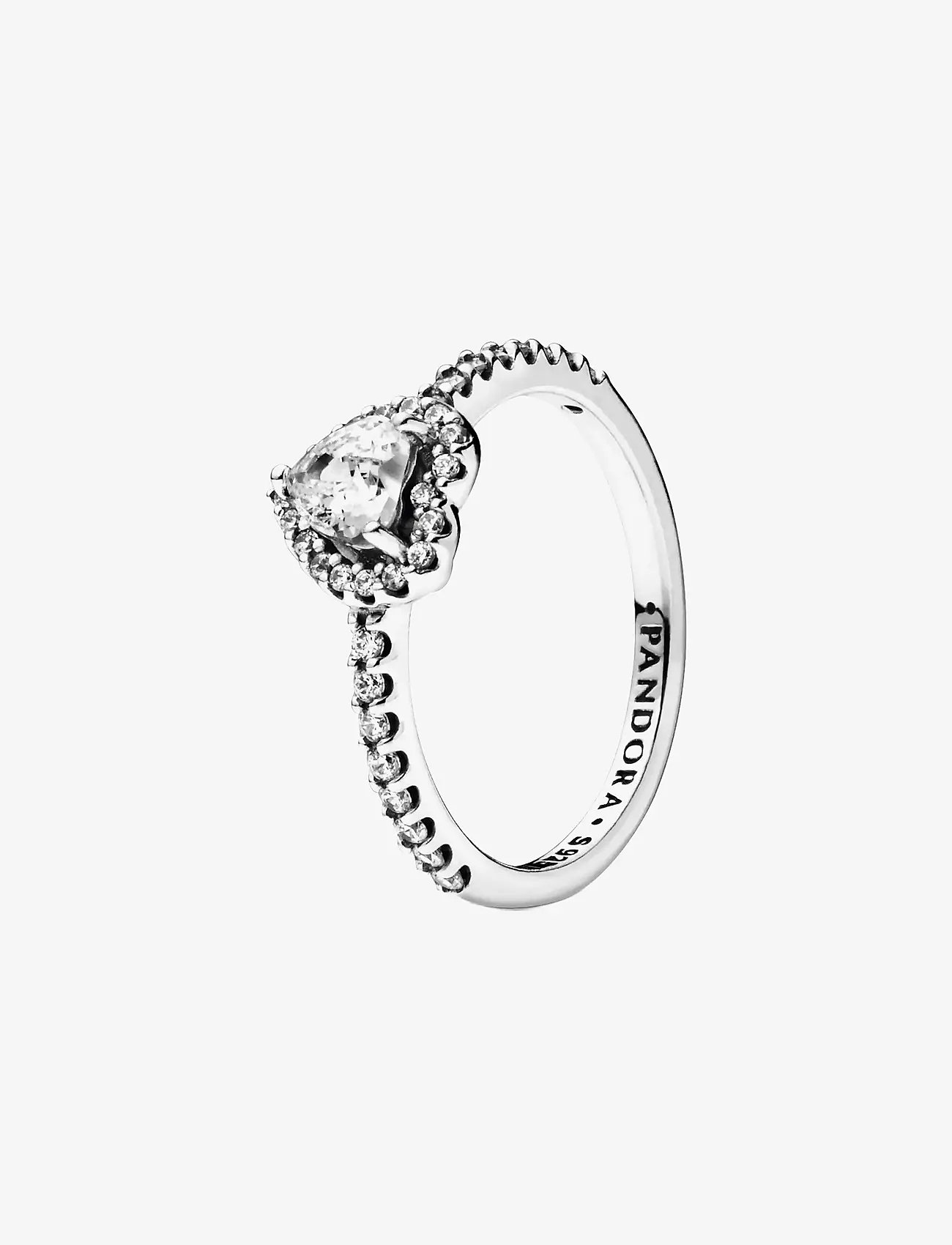 Pandora - Heart sterling silver ring with clear cubic zirconia - ringar - clear - 1