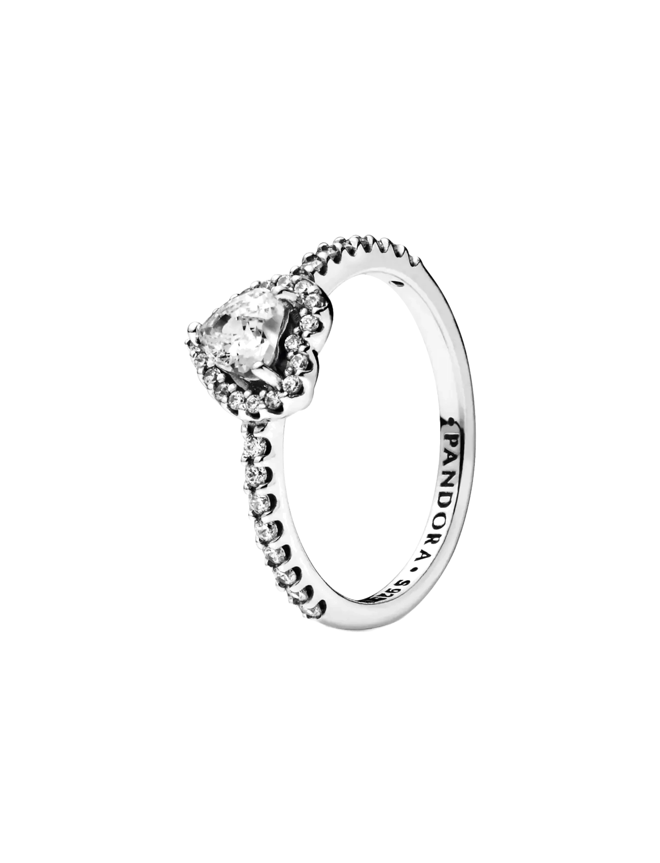Heart sterling silver ring with clear cubic zirconia - CLEAR