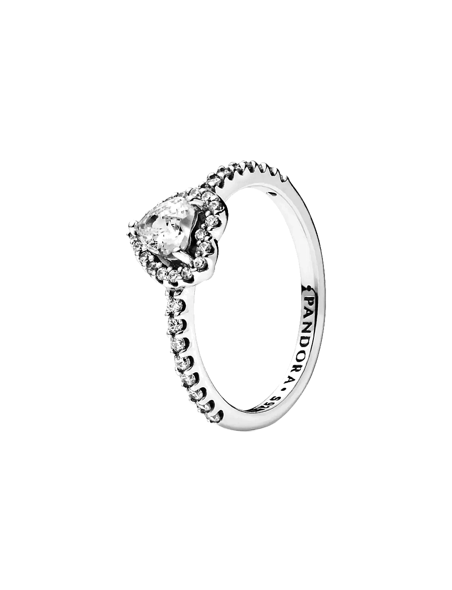 Pandora - Heart sterling silver ring with clear cubic zirconia - sormukset - clear - 1