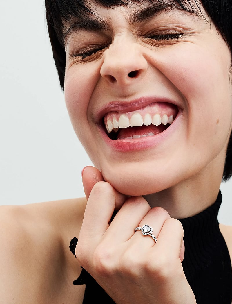 Pandora - Heart sterling silver ring with clear cubic zirconia - sõrmused - clear - 0