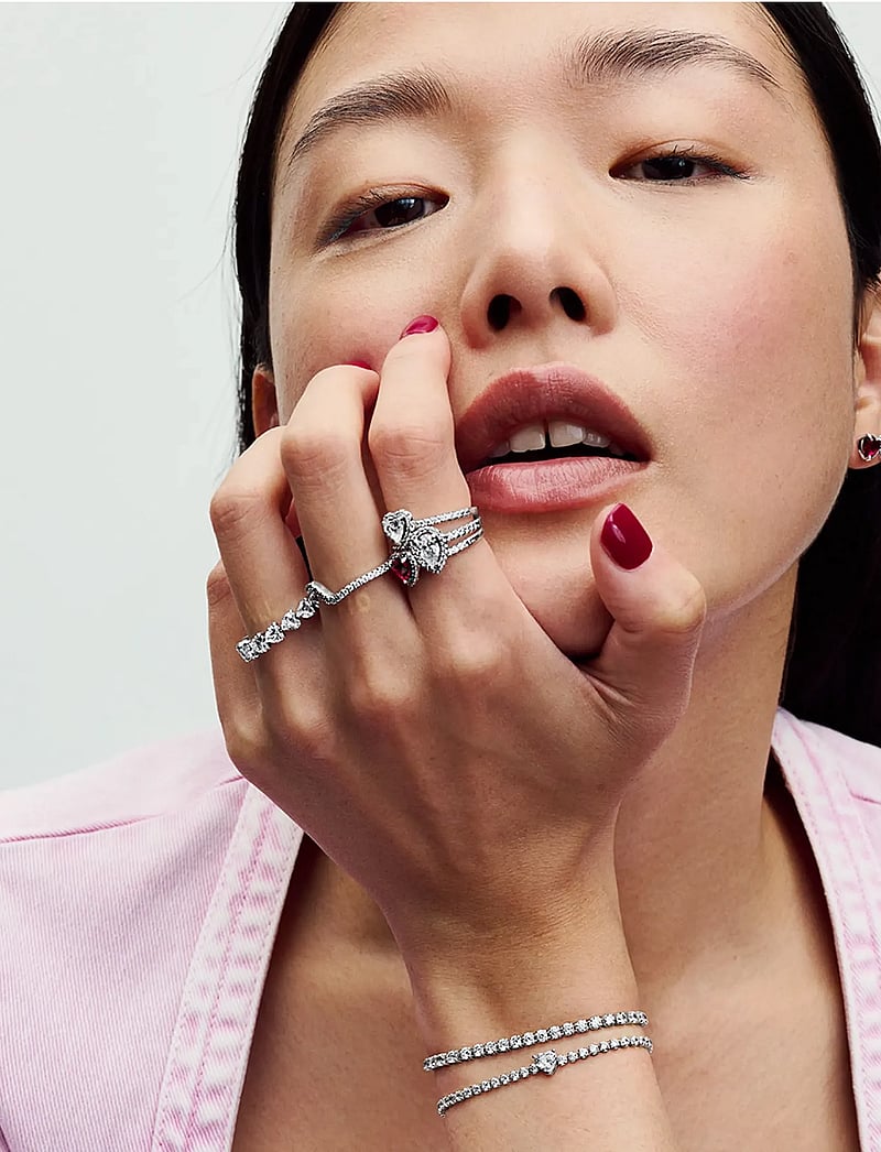 Pandora - Heart sterling silver ring with clear cubic zirconia - sõrmused - clear - 3