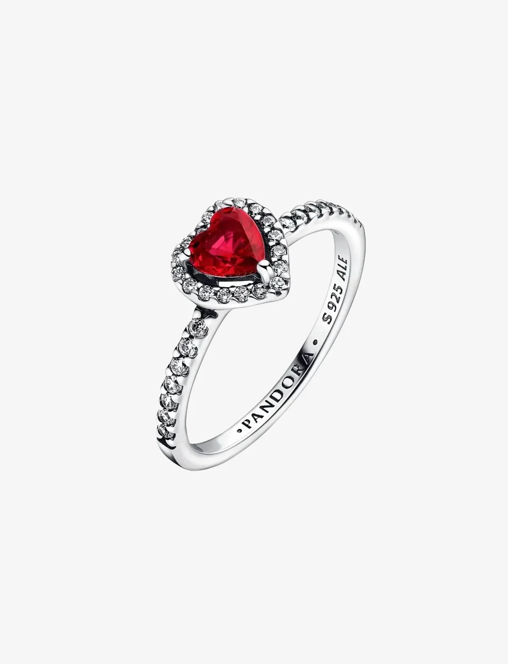 Pandora - Heart sterling silver ring with cherries jubilee red crystal and clear cubic zirconia - ringar - red - 1