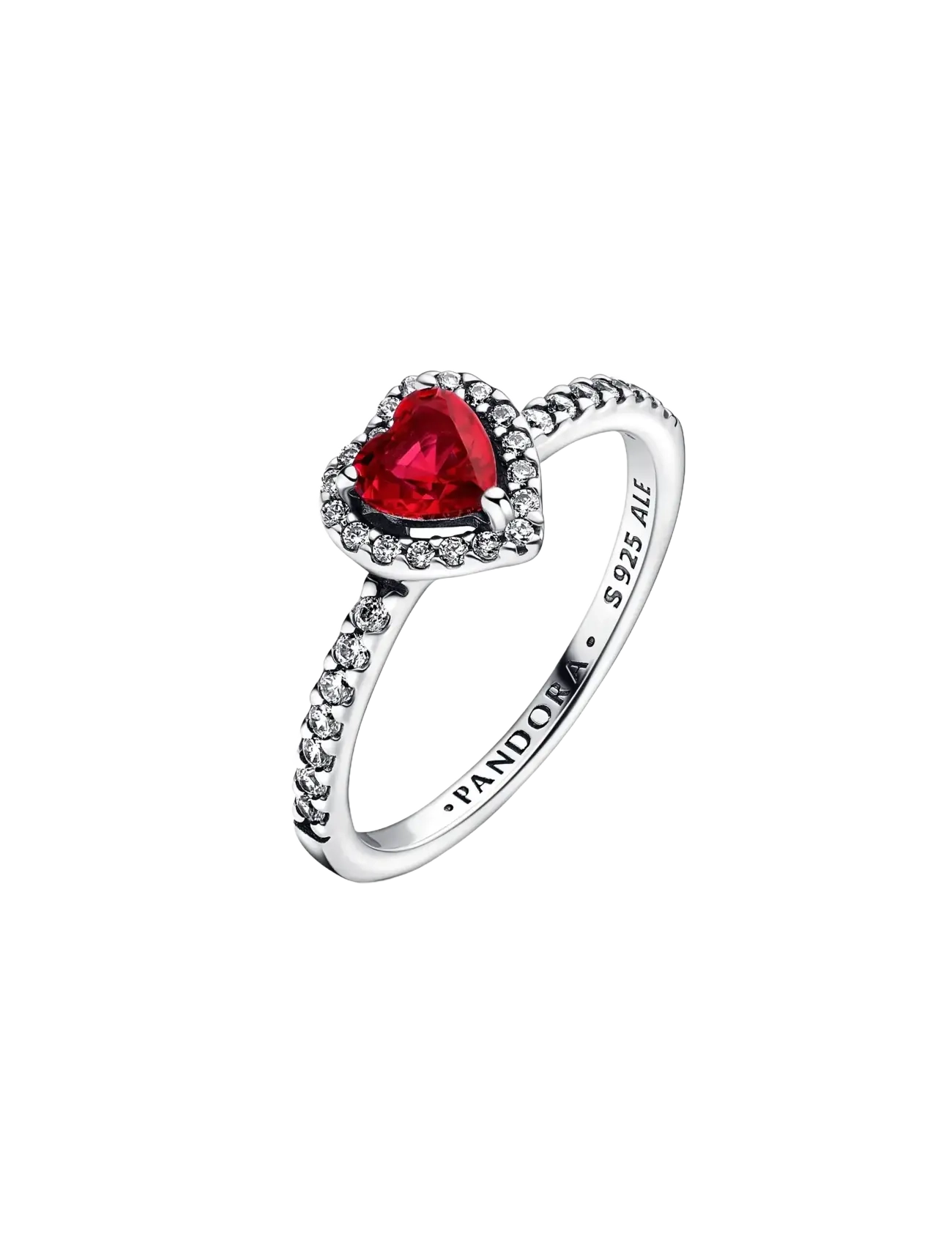 Pandora Heart sterling silver ring with cherries jubilee red crystal and clear cubic zirconia - Festtøj - RED / red