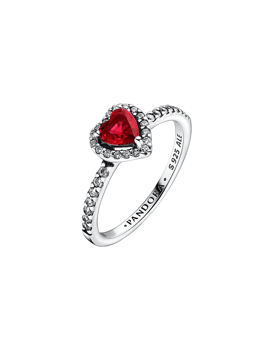 Pandora - Heart sterling silver ring with cherries jubilee red crystal and clear cubic zirconia - bagues - red - 1