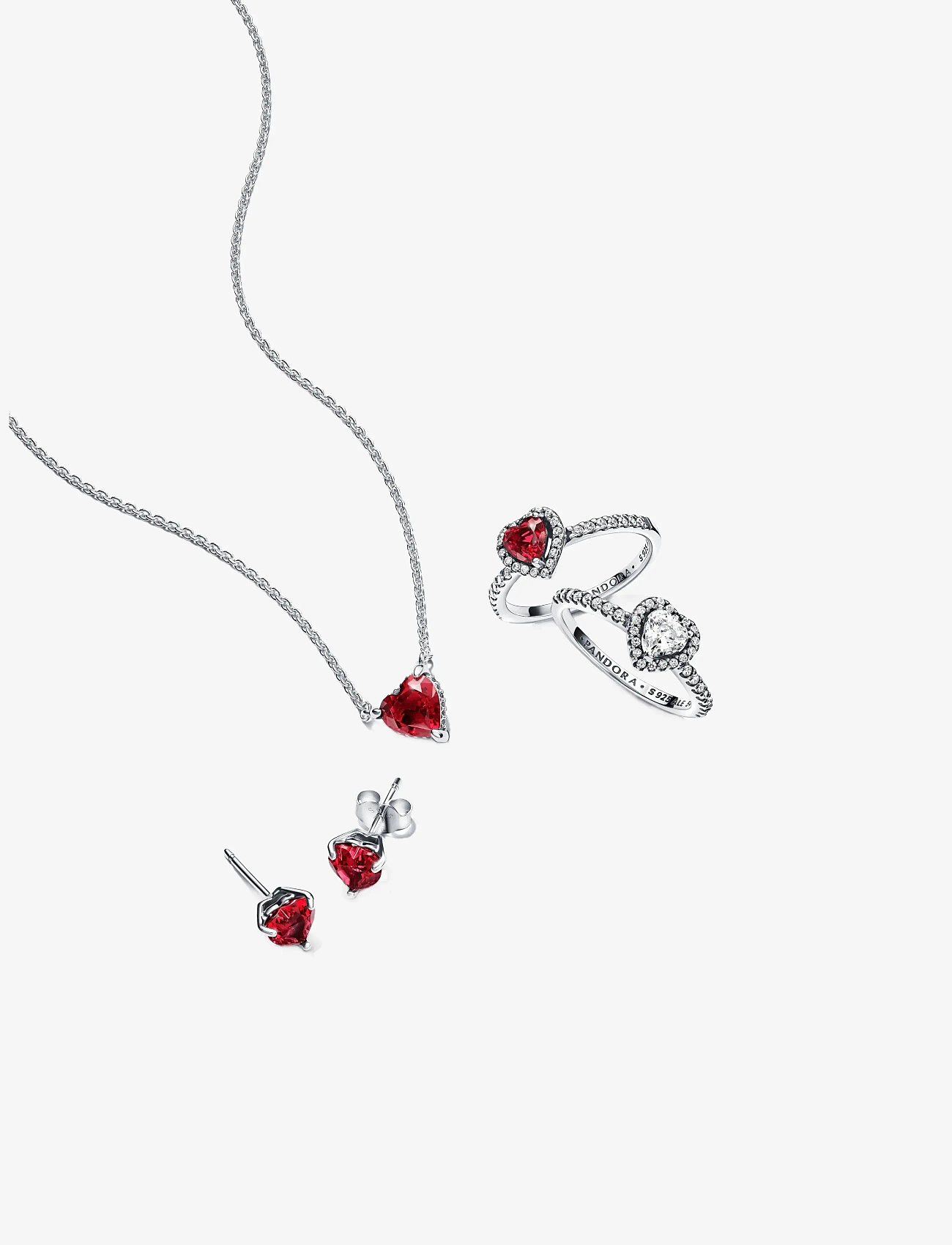 Pandora - Heart sterling silver ring with cherries jubilee red crystal and clear cubic zirconia - ringar - red - 2