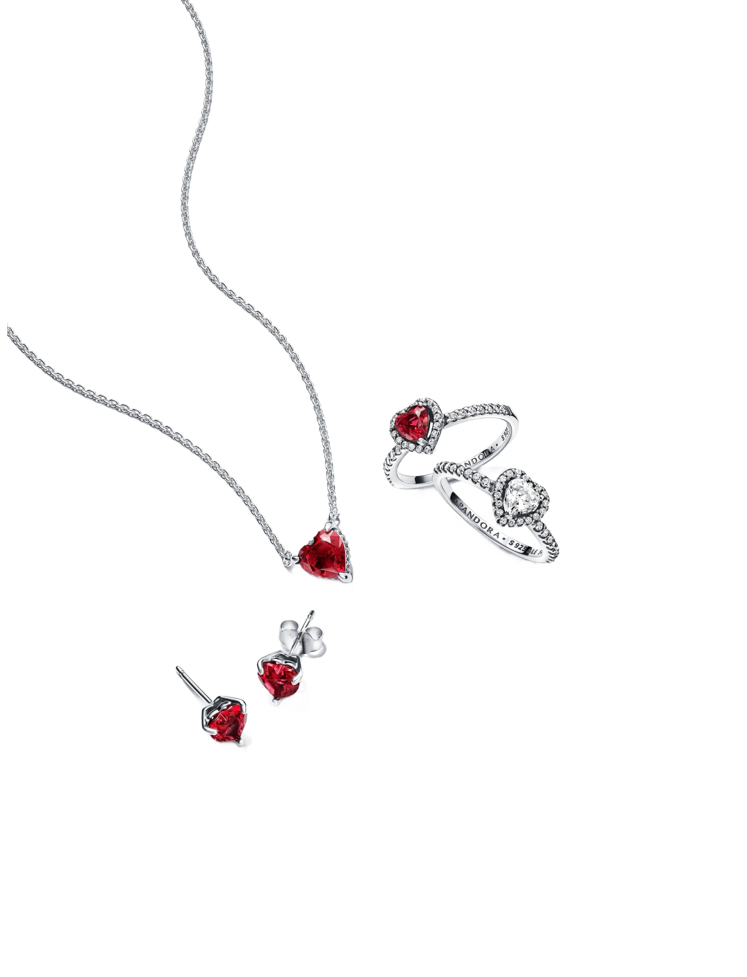 Pandora - Heart sterling silver ring with cherries jubilee red crystal and clear cubic zirconia - ringe - red - 2