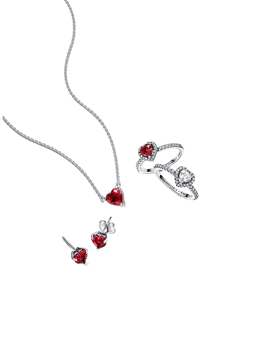 Pandora - Heart sterling silver ring with cherries jubilee red crystal and clear cubic zirconia - bagues - red - 2