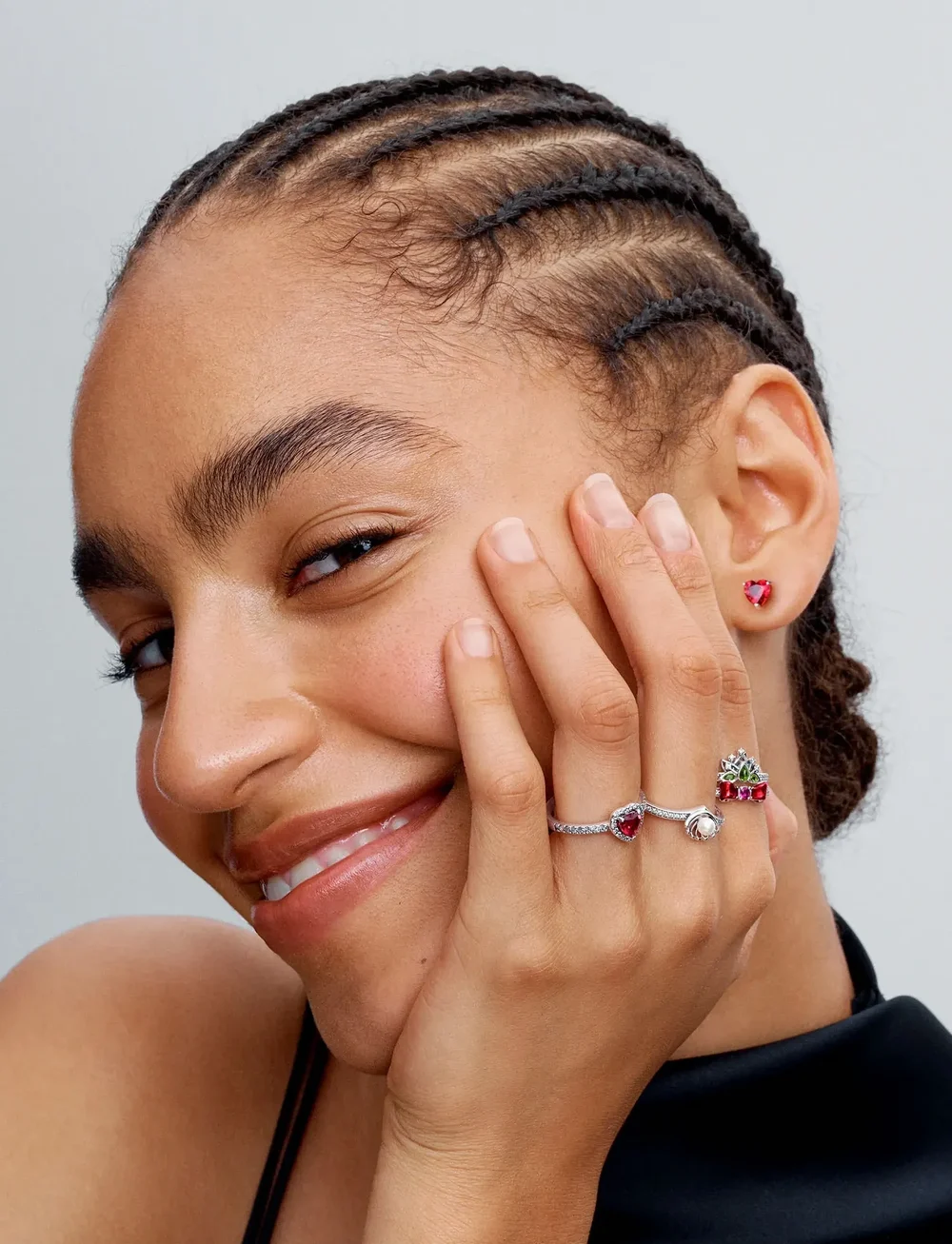 Pandora - Heart sterling silver ring with cherries jubilee red crystal and clear cubic zirconia - ringar - red - 3