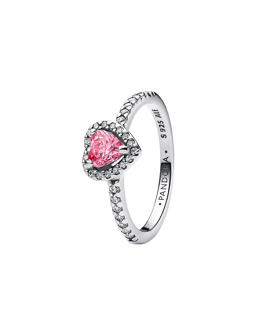 Pandora - Heart sterling silver ring with fancy pink and clear cubic zirconia - bagues - pink - 1