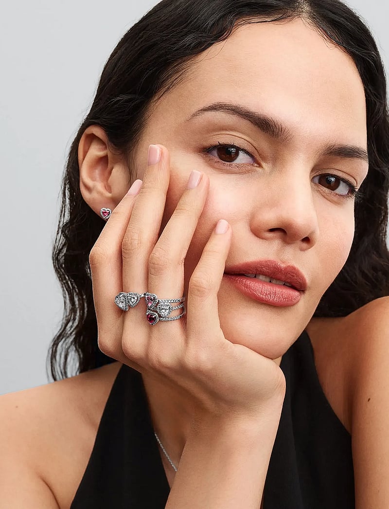 Pandora - Heart sterling silver ring with fancy pink and clear cubic zirconia - ringar - pink - 0