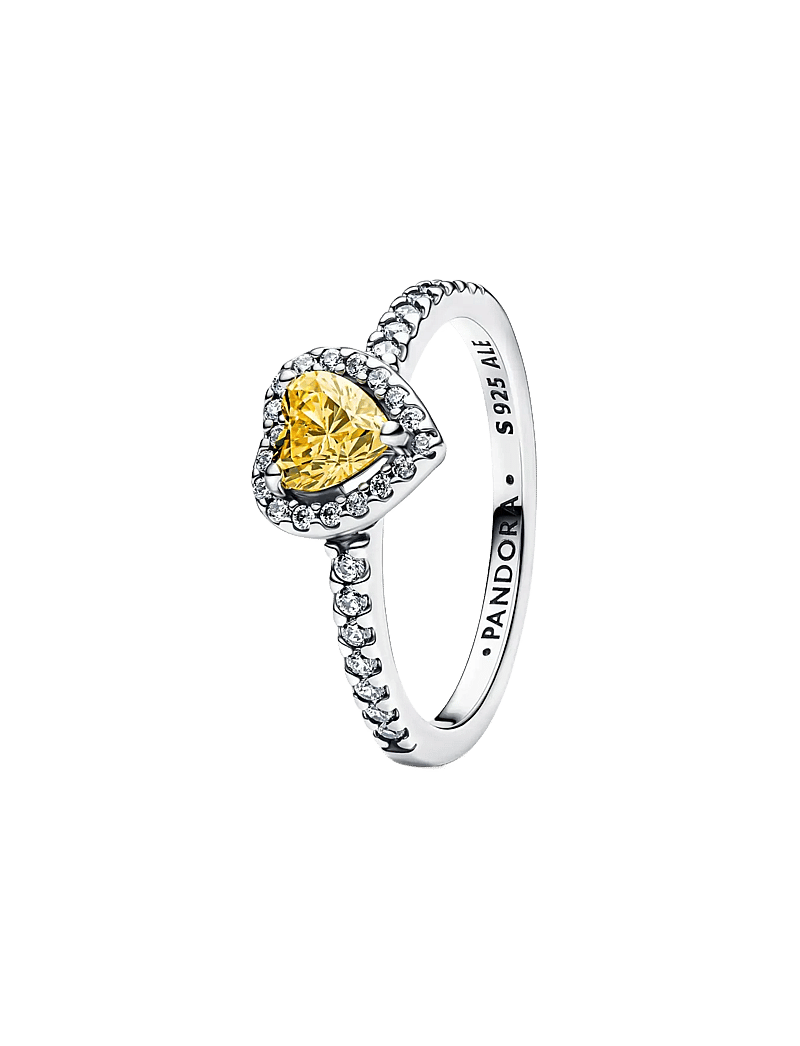 Pandora - Heart sterling silver ring with vibrant yellow and clear cubic zirconia - ringar - yellow - 1