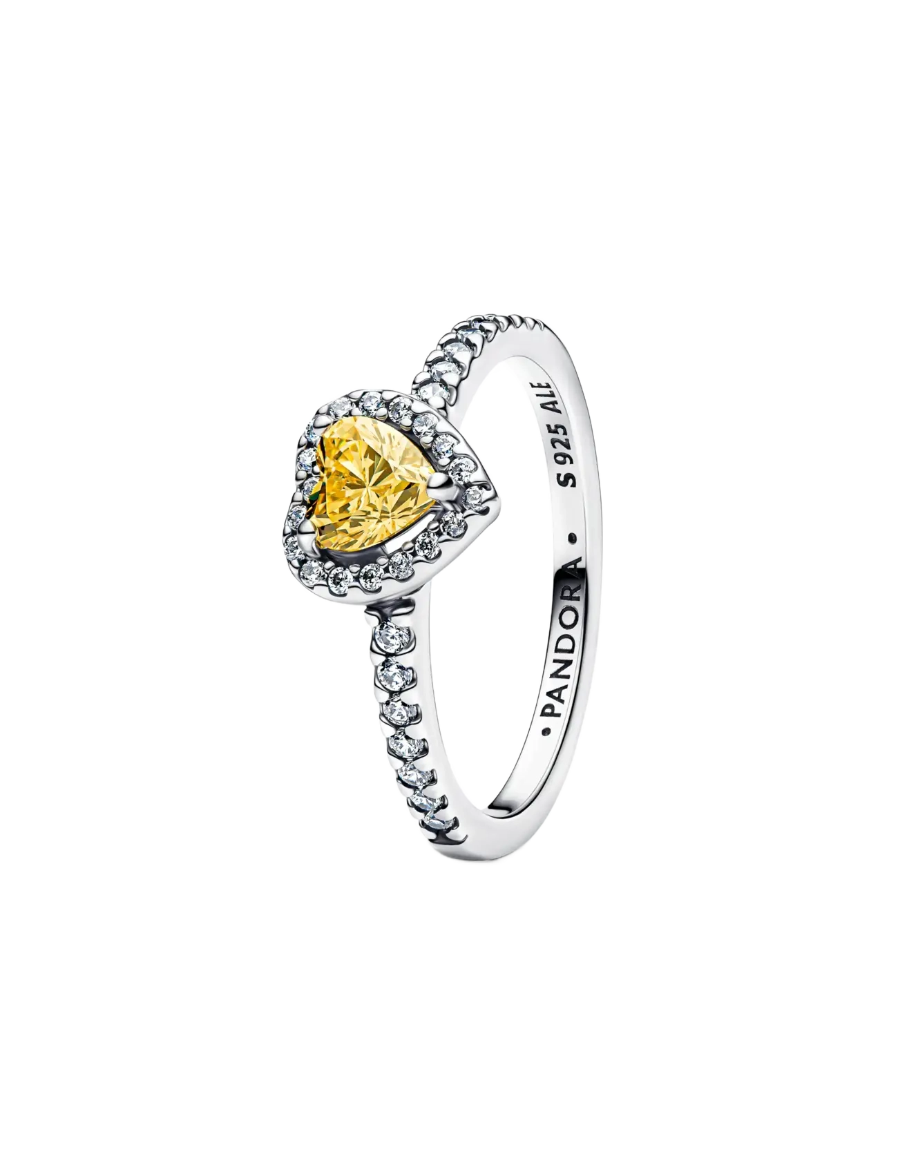Pandora - Heart sterling silver ring with vibrant yellow and clear cubic zirconia - ringar - yellow - 1
