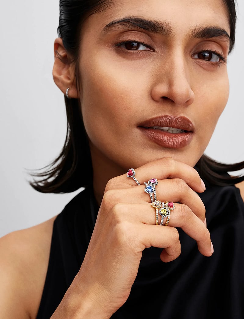 Pandora - Heart sterling silver ring with vibrant yellow and clear cubic zirconia - ringar - yellow - 0