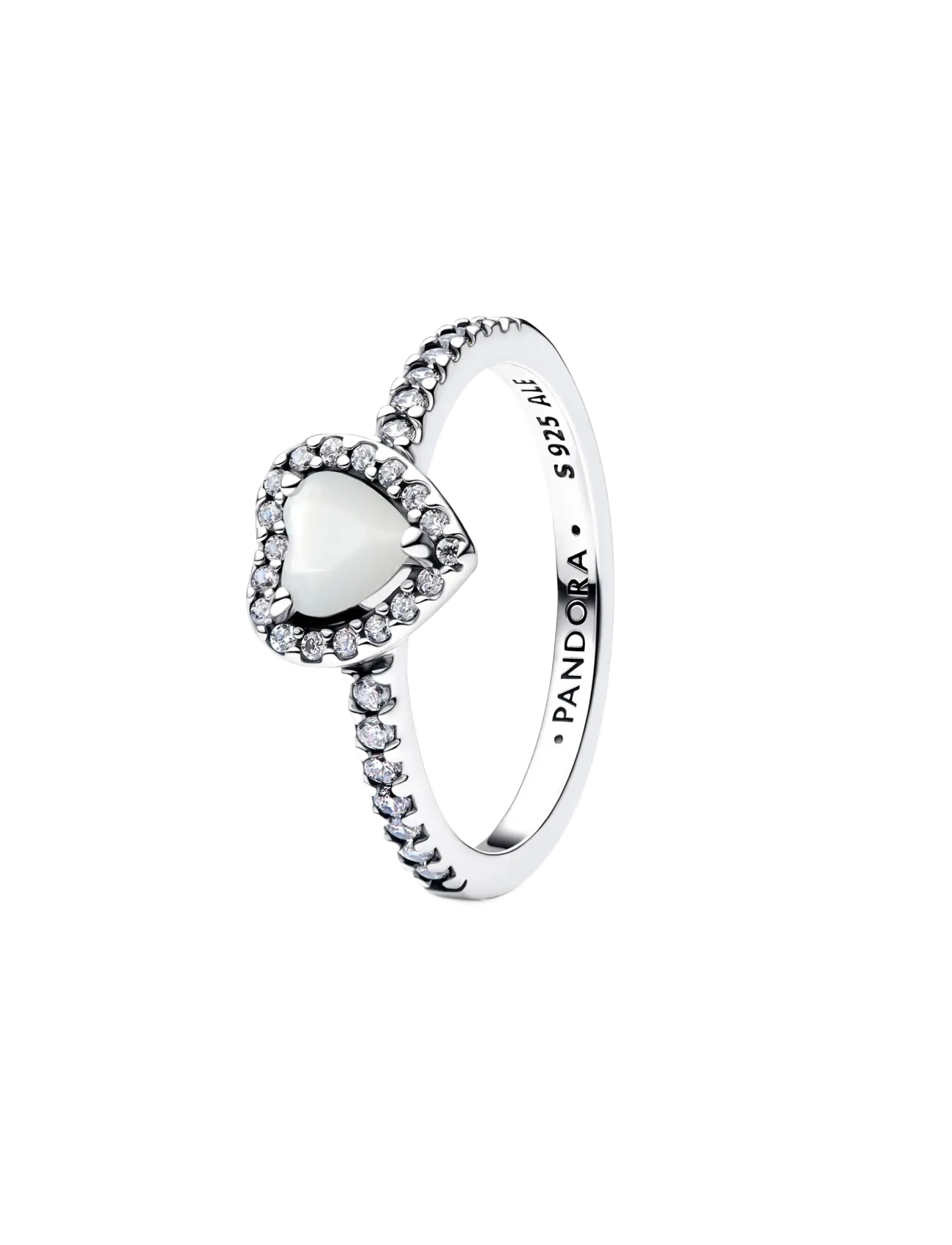 Pandora Elevated White Heart Ring - Basics - WHITE / white