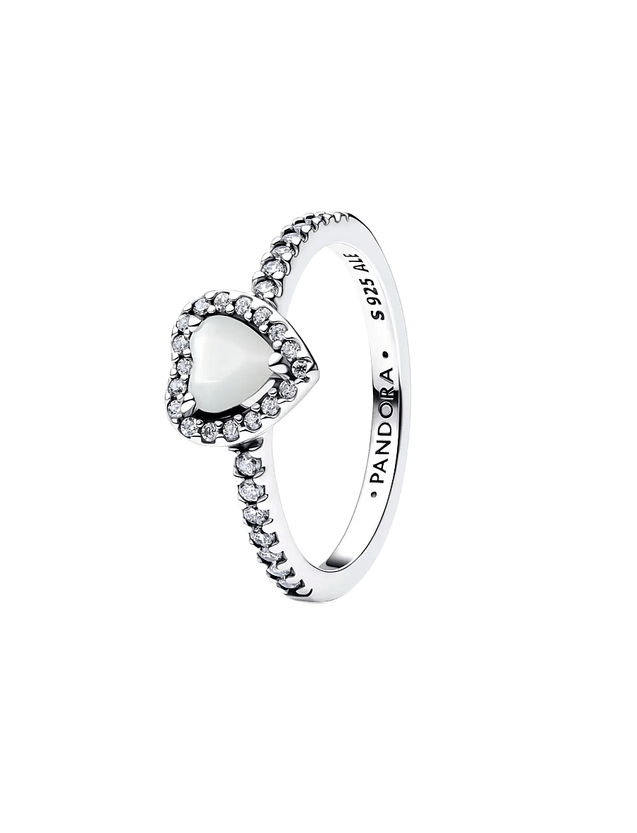 Pandora - Elevated White Heart Ring - ringe - white - 1