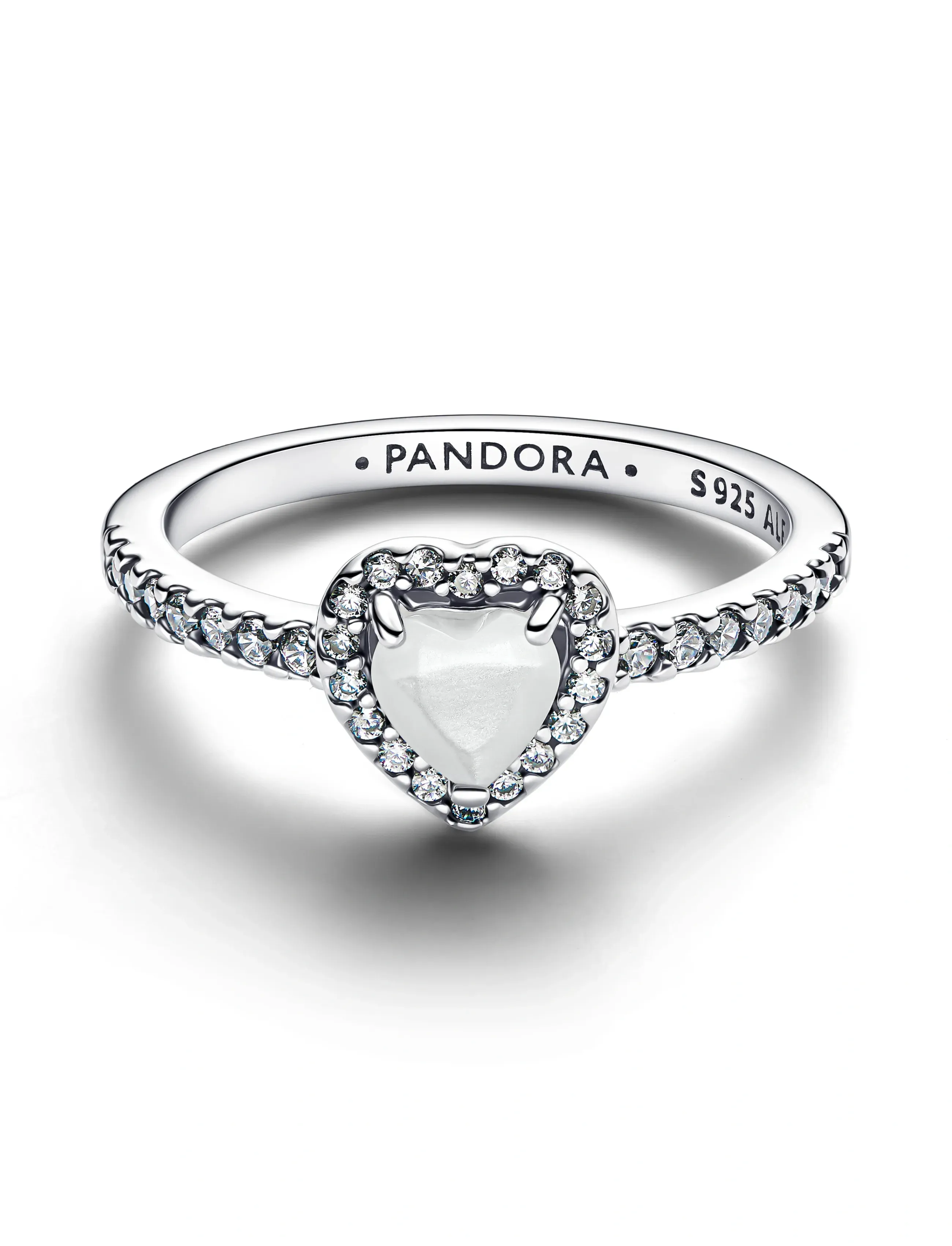 Pandora - Elevated White Heart Ring - ringe - white - 2