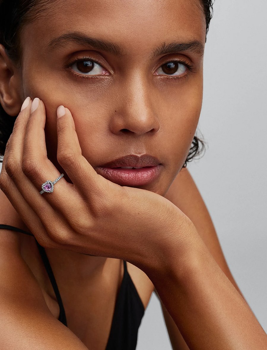 Pandora - Elevated Light Purple Heart Ring - ringe - purple - 0
