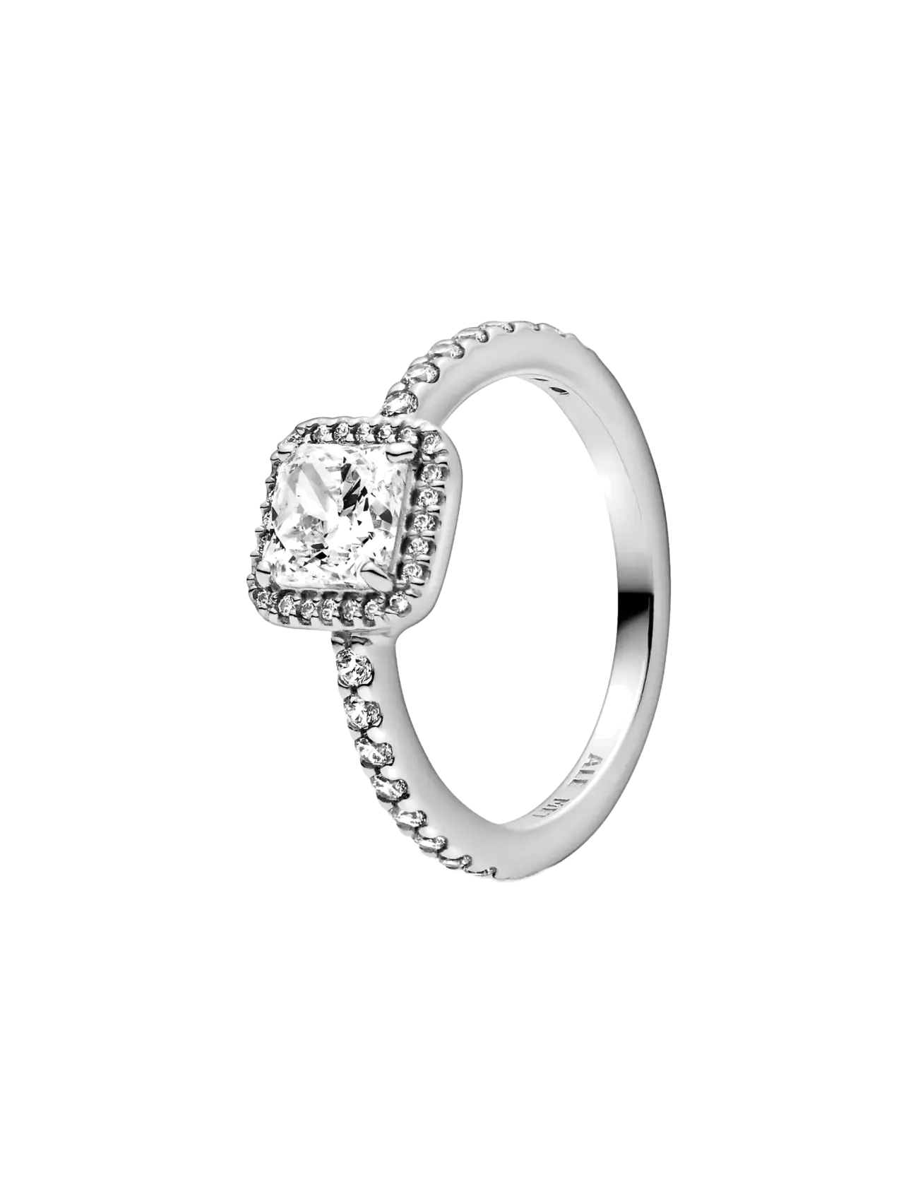 Pandora - Square sterling silver ring with clear cubic zirconia - bagues - clear - 1