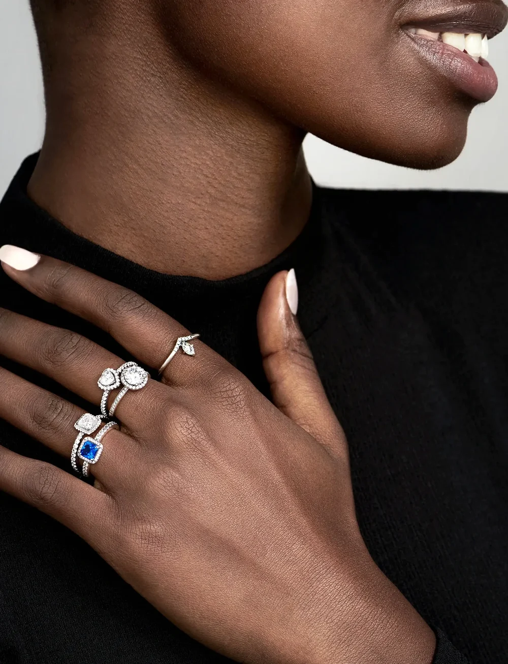 Pandora - Square sterling silver ring with clear cubic zirconia - sõrmused - clear - 3