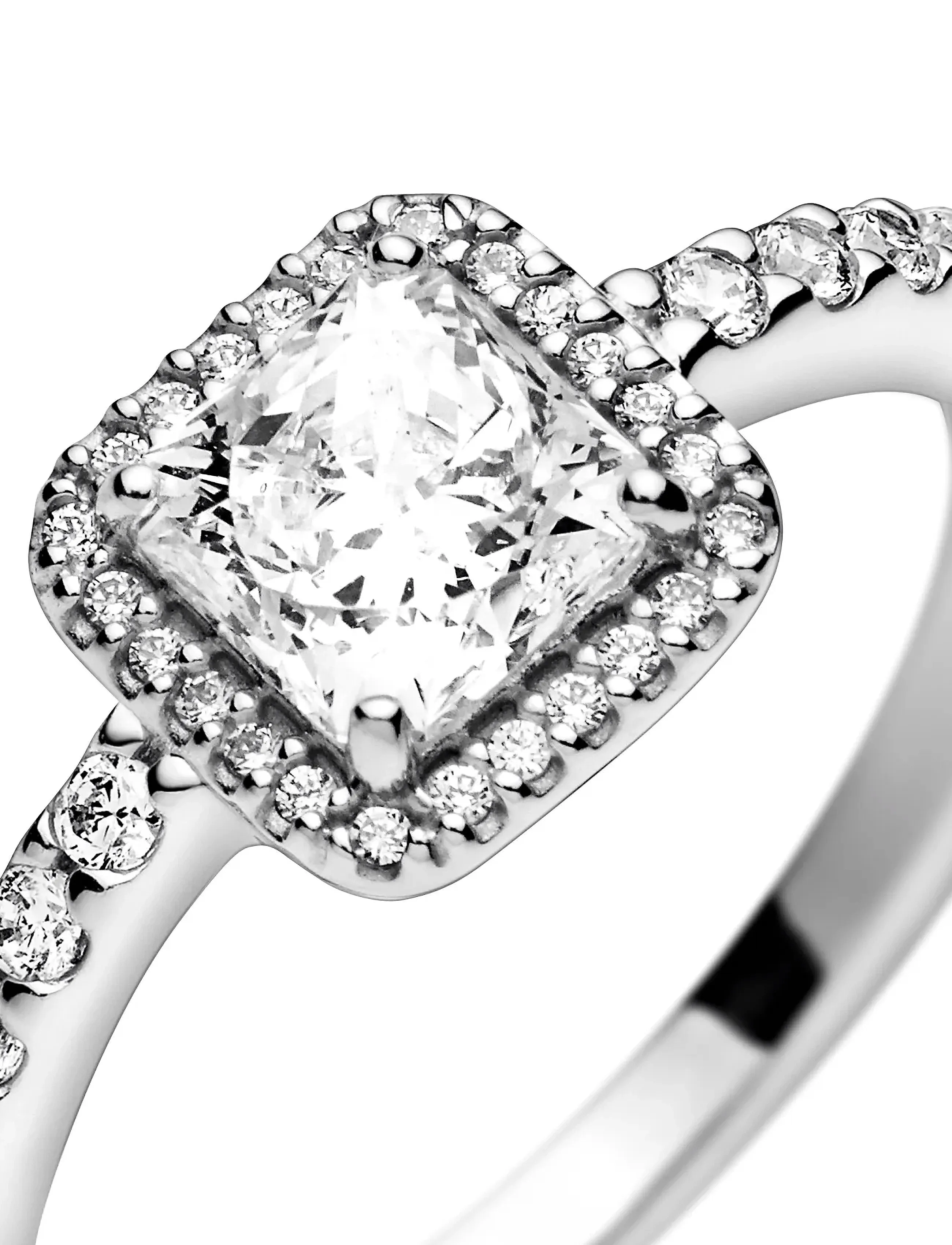 Pandora - Square sterling silver ring with clear cubic zirconia - ringe - clear - 4