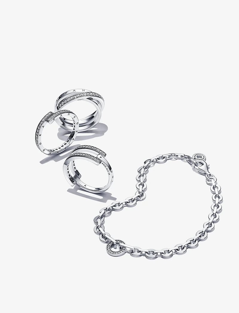 Pandora - Pandora logo sterling silver ring with clear cubic zirconia - ringar - clear - 1