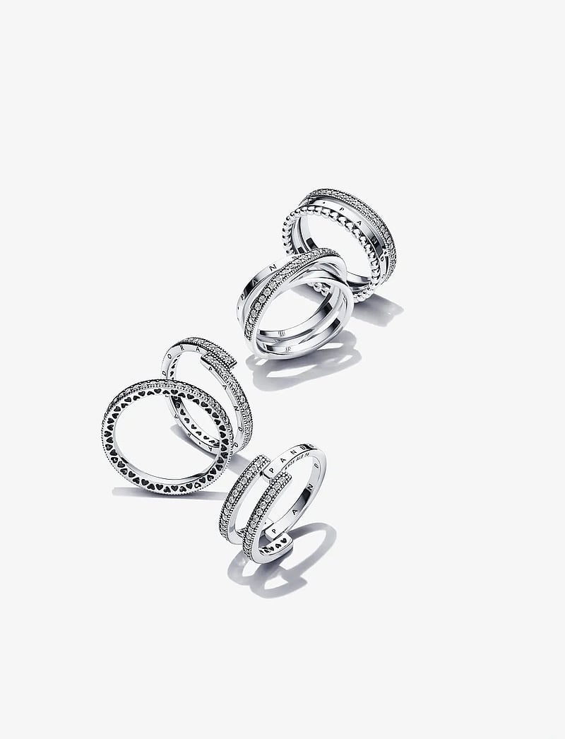 Pandora - Pandora logo sterling silver ring with clear cubic zirconia - ringar - clear - 2