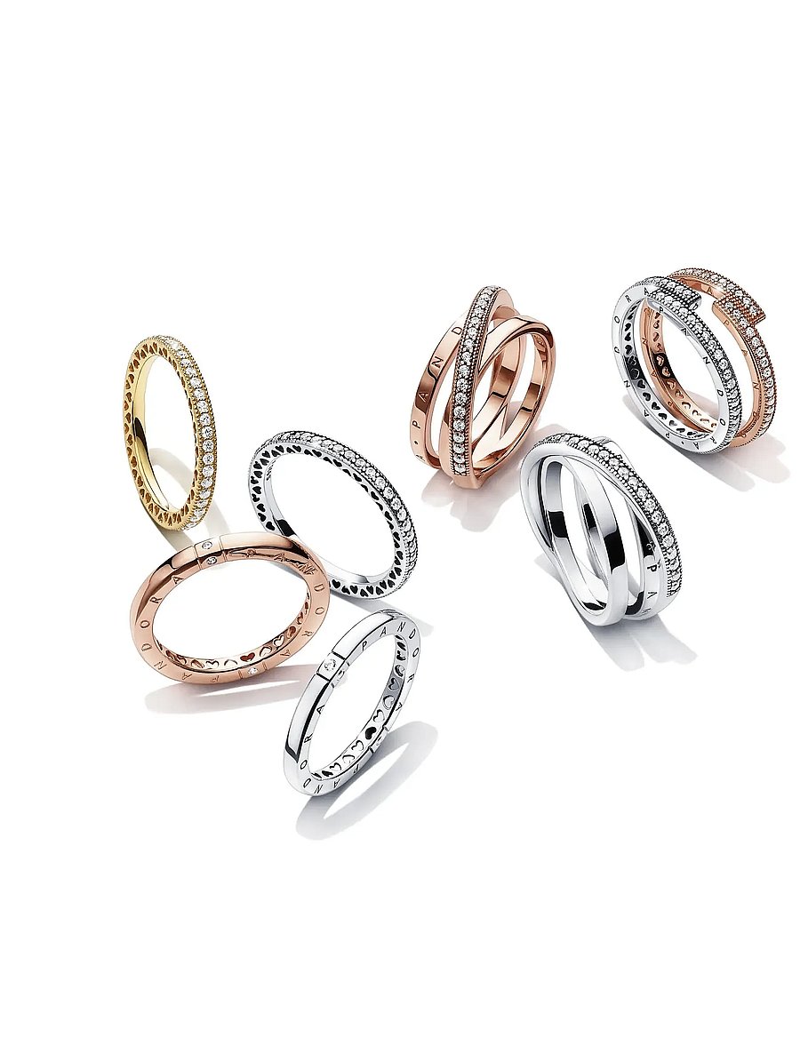 Pandora - Pandora logo sterling silver ring with clear cubic zirconia - bagues - clear - 3