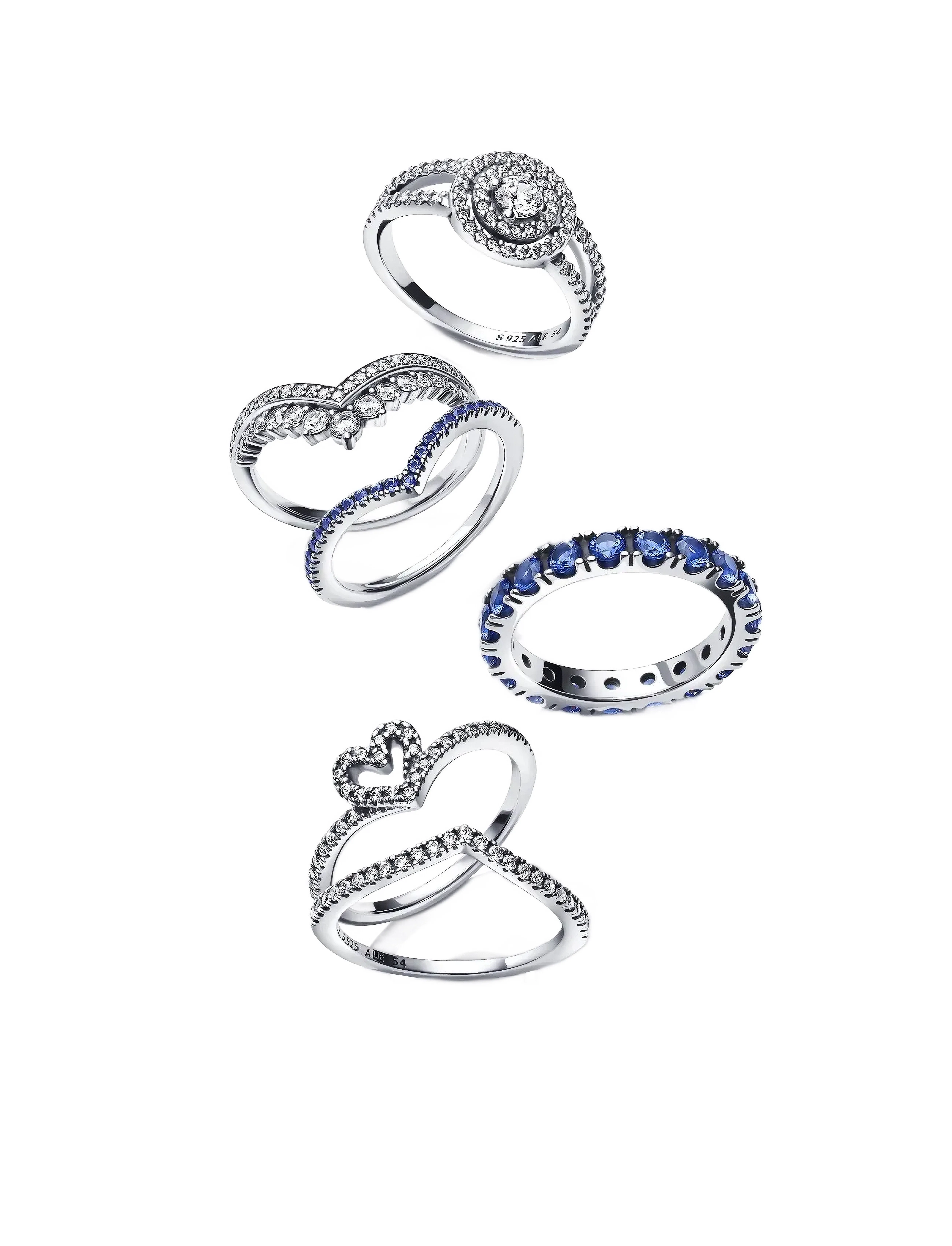 Pandora - Heart and wishbone sterling silver ring with clear cubic zirconia - ringe - clear - 2