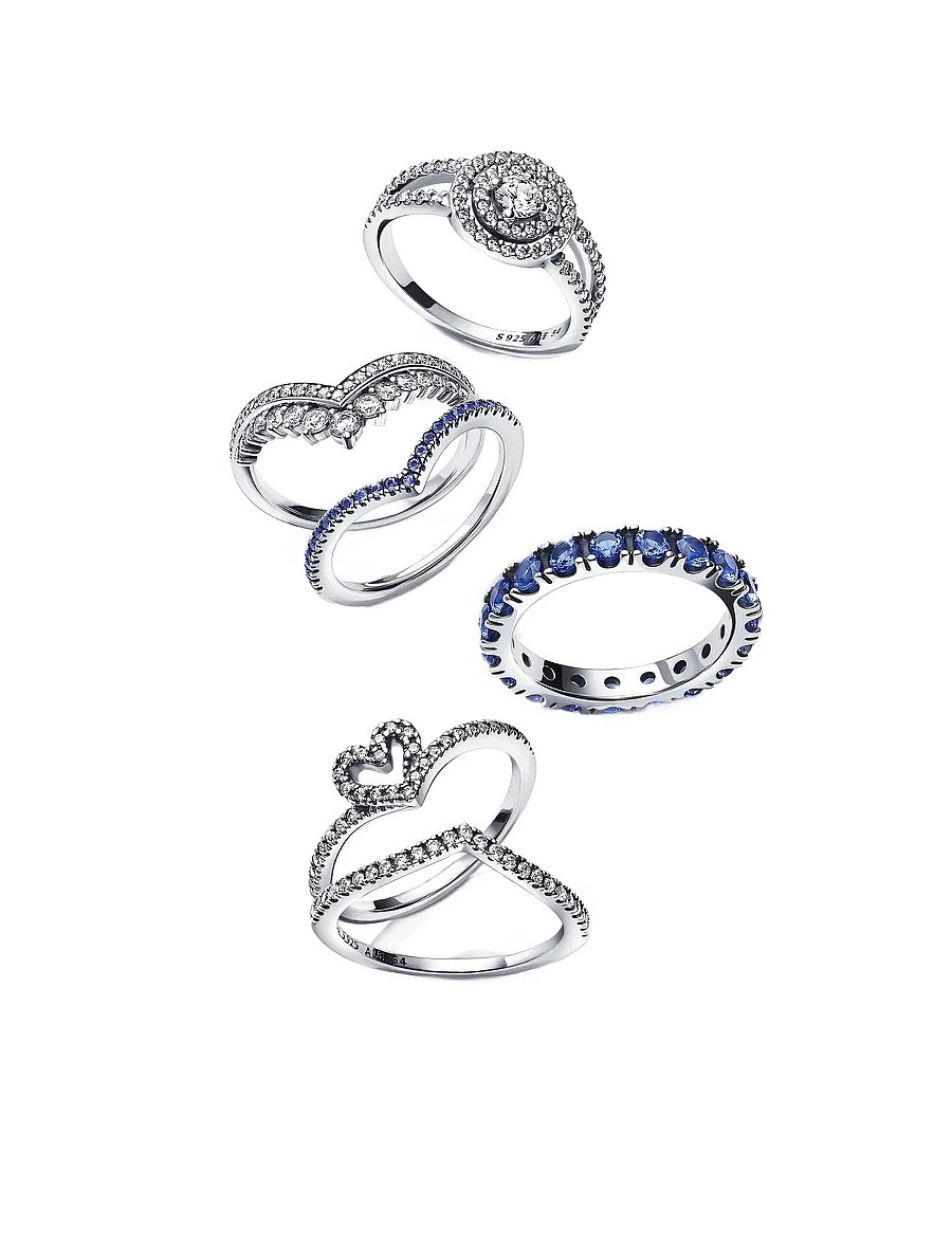 Pandora - Heart and wishbone sterling silver ring with clear cubic zirconia - bagues - clear - 2