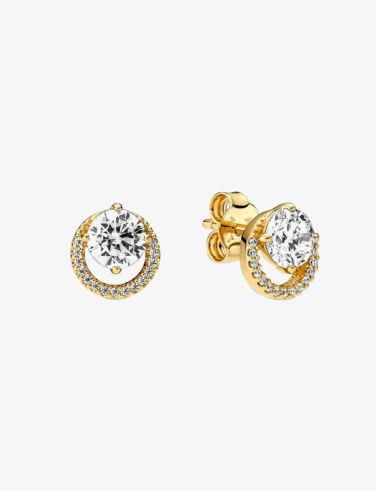 Pandora - 14k Gold-plated stud earrings with clear cubic zirconia - goujons - clear - 1