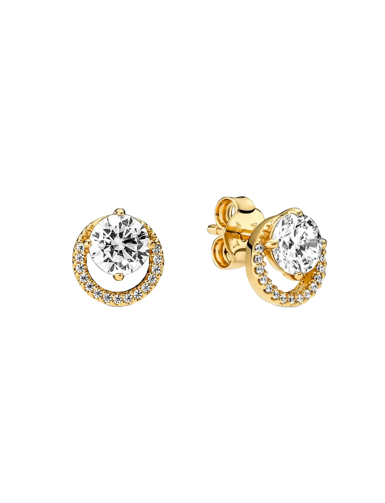 14k Gold-plated stud earrings with clear cubic zirconia - CLEAR