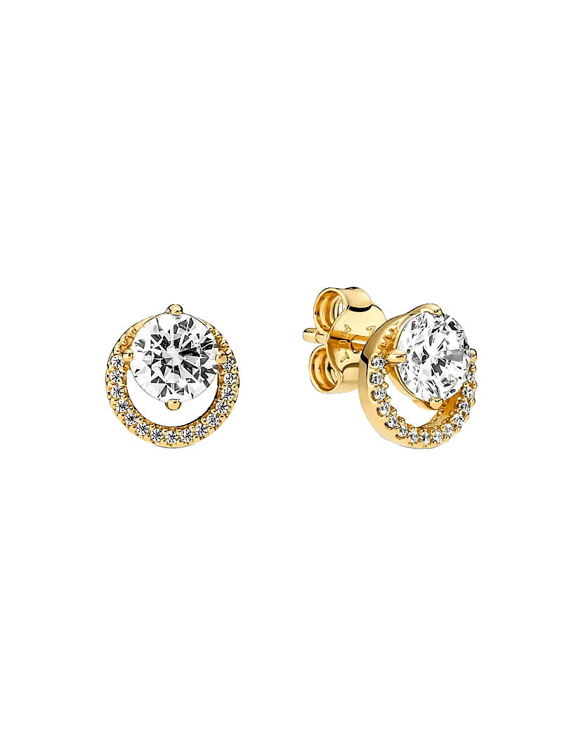 Pandora - 14k Gold-plated stud earrings with clear cubic zirconia - ohrstecker - clear - 1