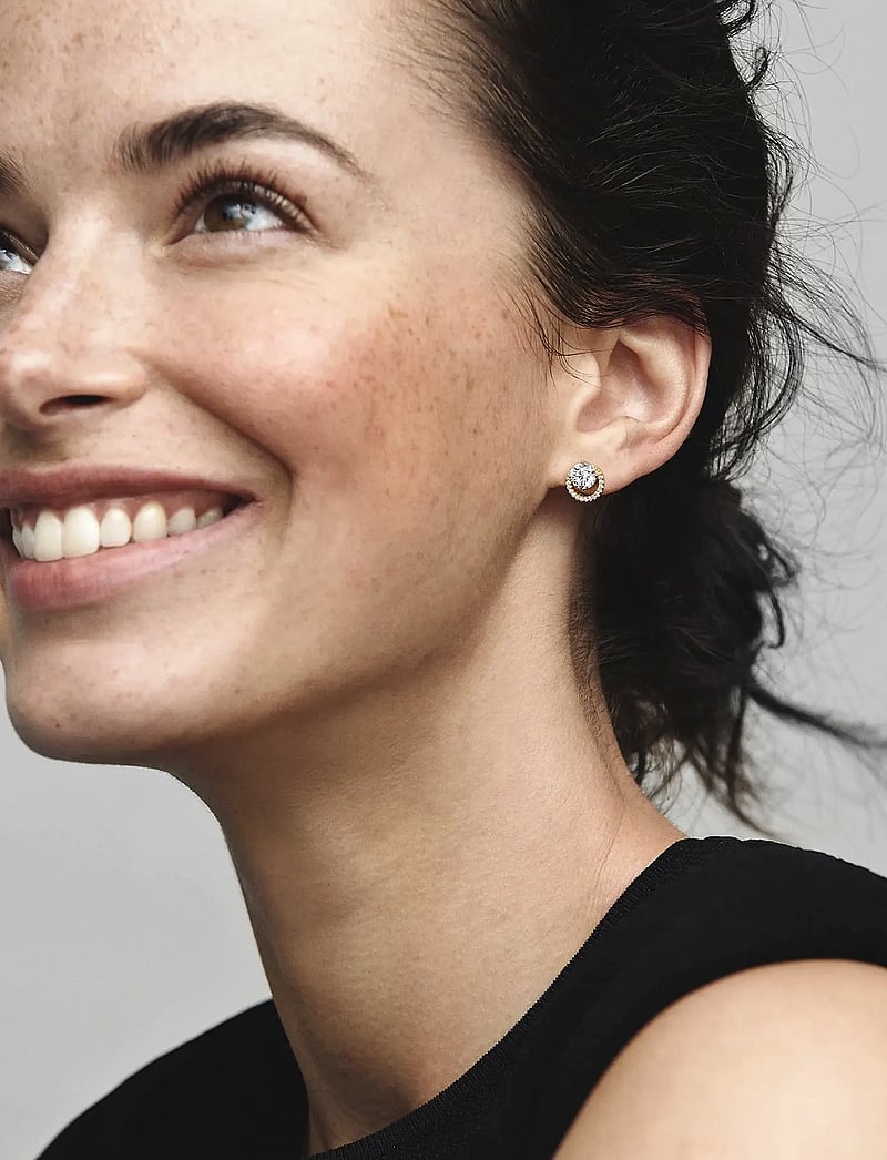 Pandora - 14k Gold-plated stud earrings with clear cubic zirconia - ohrstecker - clear - 0