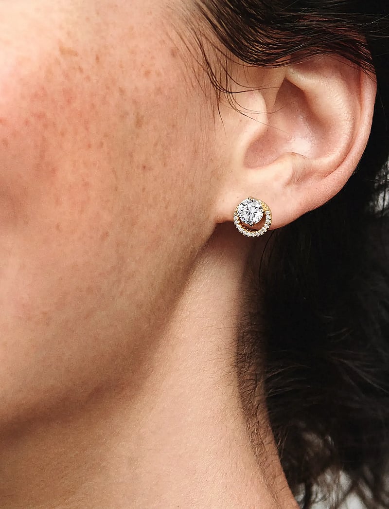 Pandora - 14k Gold-plated stud earrings with clear cubic zirconia - ohrstecker - clear - 3