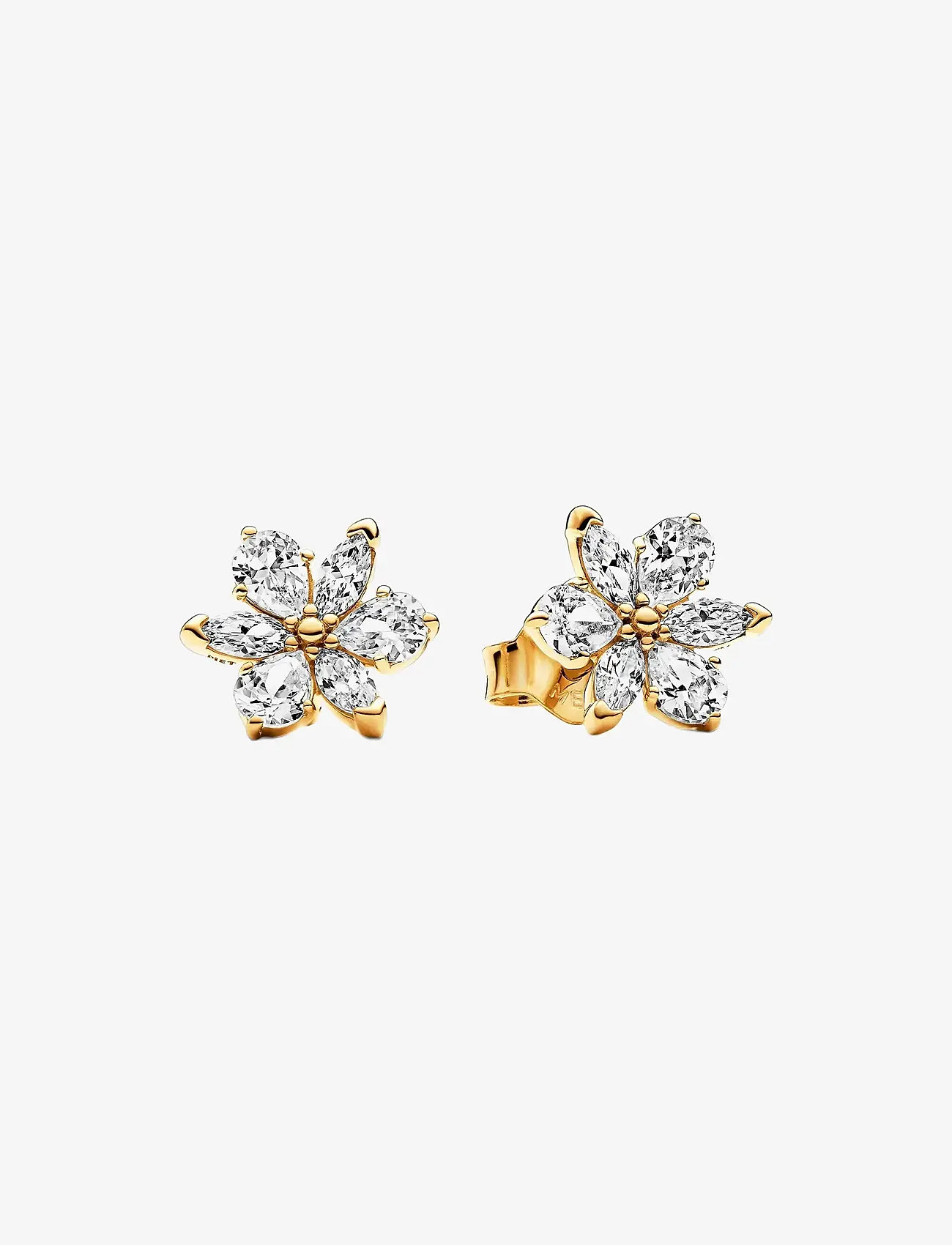 Pandora - Herbarium cluster 14k gold-plated stud earrings with clear cubic zirconia - studs örhängen - clear - 1