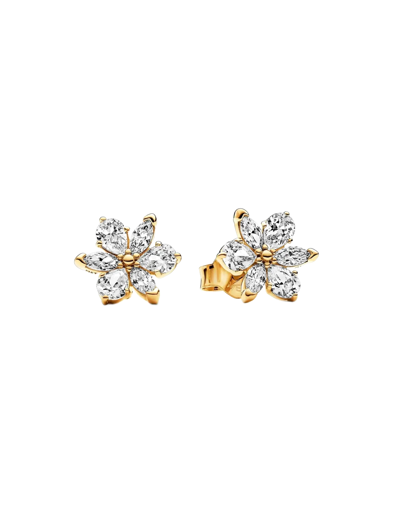 Pandora Herbarium cluster 14k gold-plated stud earrings with clear cubic zirconia - Øreringe - CLEAR / undefined