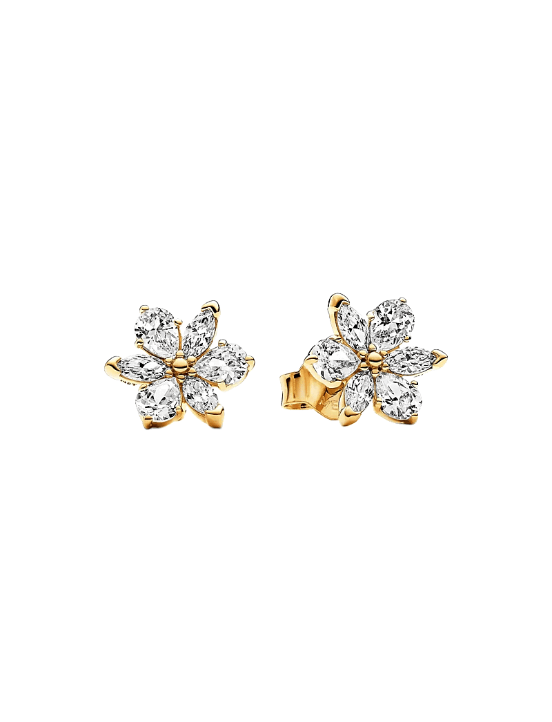 Pandora - Herbarium cluster 14k gold-plated stud earrings with clear cubic zirconia - studs örhängen - clear - 1
